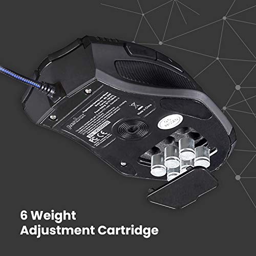 Perixx MX-2000B Programmable Laser Gaming Mouse with Adjustable Weight and RGB Backlight, Black