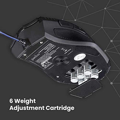 Perixx MX-2000B Programmable Laser Gaming Mouse with Adjustable Weight and RGB Backlight, Black