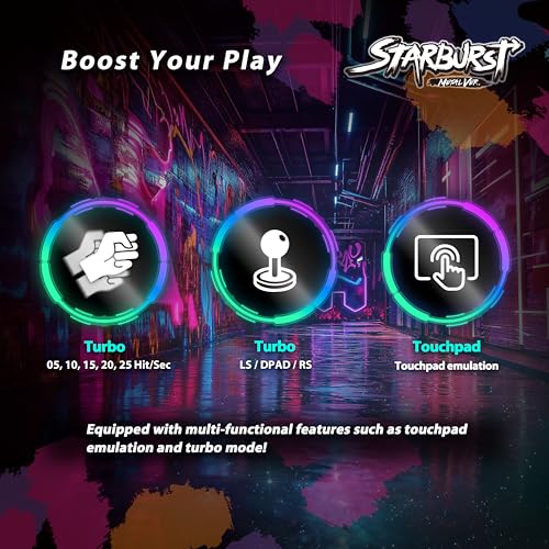 Brook Fighter Starburst Metal Ver. All-Button Arcade Controller for PS5, PS4, Xbox Series X|S, NS, NS2 & PC, Metal Side Handles, Hot-Swappable Switches, RGB Lighting, Officially Licensed (White) - color: White