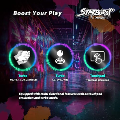 Brook Fighter Starburst Metal Ver. All-Button Arcade Controller for PS5, PS4, Xbox Series X|S, NS, NS2 & PC, Metal Side Handles, Hot-Swappable Switches, RGB Lighting, Officially Licensed (Black) - color: Black