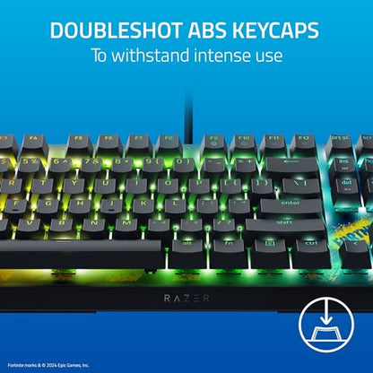 Razer BlackWidow V4 X Mechanical Gaming Keyboard, Fortnite Edition | Yellow Switches Linear & Silent, 6 Macro Keys, Chroma RGB, Doubleshot ABS Keycaps, Sound Dampening & Stabilizers - color: Fortnite Edition