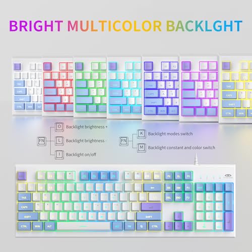 MageGee Creamy Keyboards,K2 Classic Keyboard Wired RGB Backlit 104 Keys Waterproof Ergonomic Keyboard,PC Keyboards for PC/loptop/MAC - Lris Violet - color: Lris Violet