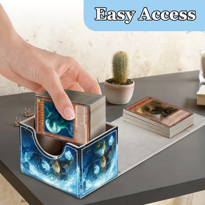 Commander Deck Box for Trading Cards - Fits 100+ Double Sleeved Cards, PU Leather MTG TCG Storage Case with Strong Magnetic Closure, Ice Mage Frog - color: Ice Mage Frog