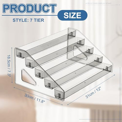 PATIKIL 7 Tier Acrylic Card Display Stand, Portable Postcard Rack Holder Organizer Versatile Display for Trading Cards Baseball PSA Stickers Stamp, Gray - color: Gray, style: 7 Tier