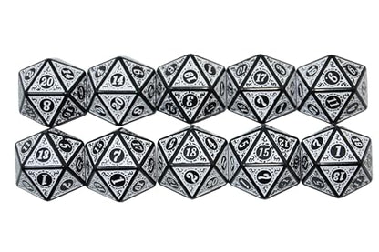 SmartDealsPro 10-Pack Retro 26mm Large 20 Sided Dice D20 Polyhedral Dice for DND RPG MTG Table Game(Retro White) - color: Retro White