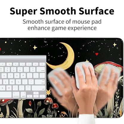 Mushrooms Snails and Moths for MTG & TCG Playmat Mouse Pad,BFDHGQZC 24" x 14" Game Mat for MTG/RPG/CCG Trading Card Game Playmats Table Mat Perfect for Card Games Video Games Computer Office - color: Mushrooms Snails and Moths