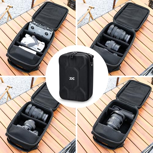 JJC Hard Camera Case Bag for Canon Rebel T7 EOS R5 R6 Sony A7 V IV w/Lens | Waterproof EVA Shell, Includes Two Removable Drivers & Shoulder Strap, Dual-Zippered Closure, Mesh Pocket, Travel Friendly