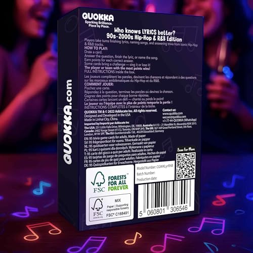 Quokka Party Games for Adults and Families - Ultimate Trivia Music Games | Who Knows Lyrics Better 500+ Lyric Challenges – 90s and 2000s Hip-Hop and R&B Edition – Fun Karaoke and Party Game Night - color: Lyrics Rnb