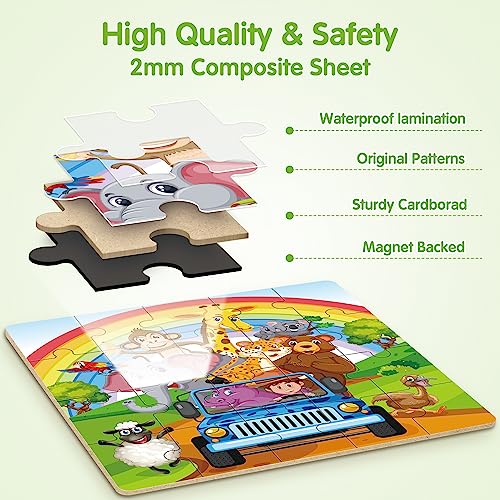 SYNARRY Magnetic Animal Puzzles for Kids Ages 3-5, Travel Animal Toys | 20-Piece Magnetic Travel Puzzle for Kids Ages 4-6, Car Airplane Road Trip Activities, Quiet Toys, Animal Gifts for Kids - style: Animal