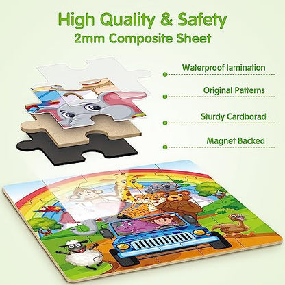 SYNARRY Magnetic Animal Puzzles for Kids Ages 3-5, Travel Animal Toys | 20-Piece Magnetic Travel Puzzle for Kids Ages 4-6, Car Airplane Road Trip Activities, Quiet Toys, Animal Gifts for Kids - style: Animal