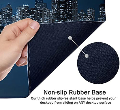 SSOIU Extended Gaming Mouse Pad (35.5x15.7 in), Large Non-Slip Rubber Base Mousepad with Stitched Edges, Waterproof Keyboard Mouse Mat Desk Pad for Work, Game, Office, Home - Chicago Skyline - color: Chicago Skyline