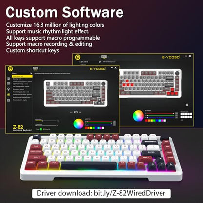 E-YOOSO 75% Wired Mechanical Gaming Keyboard, Creamy Sound, White/Red | Hot Swappable Pre-lubed Red Switches, Gasket Structure, Knob Control, Quiet Portable 75% Compact Custom for PC - color: White Red, Linear Switch