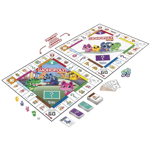 Monopoly Junior Board Game (2026 Edition) | 2 Games in 1 for Younger Kids, 2-Sided Board | Ages 4+ | 2-4 Players | 20 Mins. | Gifts for Preschoolers