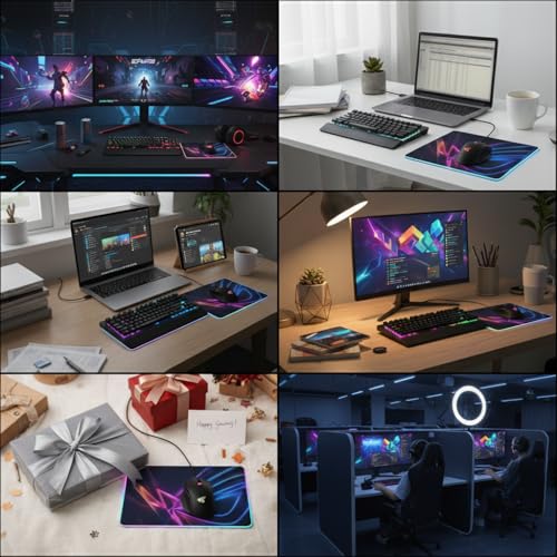 Gaming Led Luminous Mouse Pad, RGB Keyboard Pad, Non-Slip Mouse Pad, Computer Accessories,13.79" L x 9.85" W