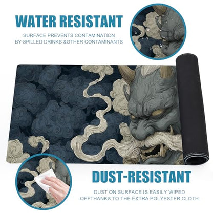 Japanese Gaming Mouse Pad, Large Mousepad XL Extended Demon Desk Mat with Non-Slip Rubber Base, Laptop Big Desk Pad, Computer Keyboard Mat for Gamers, Office&Home, 31.5x11.8in - color: Grimace