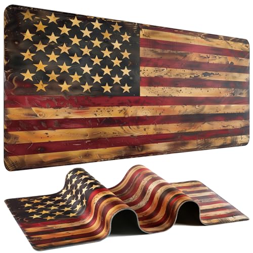 Mouse Pad Gaming - Desk Mat for Keyboard and Mouse - Large Mouse Pad for Desk, Mousepad (35.4" X 15.7") with Non-Slip Base, Desks Pad Mat Office and Home - color: American Flag, size: 35.4L x 15.7W inches