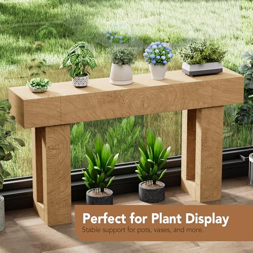 63 Inch Long Console Table, Narrow Rectangular Sofa Table Behind The Couch, Farmhouse Entryway Table for Entrance, Hallway, Living Room (Natural) - color: Natural, style: No Socket