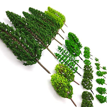 36 Pieces 1.36-6 inch Mixed Model Trees Train Scenery Architecture Tree Fake Trees for DIY Crafts, Building Model, Scenery Landscape Natural Green