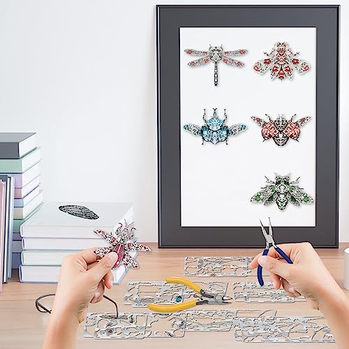 Piececool 3D Puzzles for Adults, 6pcs/Lots Insect Themed Brooches Metal Models Building Kits, Interesting Assembling Crafts Set with Tools for Beginners, Great Gifts - color: 6pcsperlot