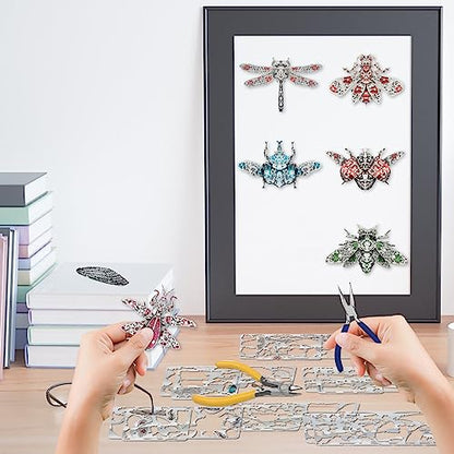 Piececool 3D Puzzles for Adults, 6pcs/Lots Insect Themed Brooches Metal Models Building Kits, Interesting Assembling Crafts Set with Tools for Beginners, Great Gifts - color: 6pcsperlot