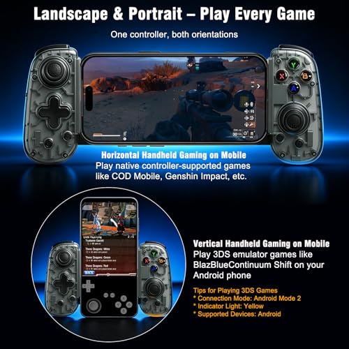 Joso Mobile Game Controller with USB-C Plug & Play, Wireless & Wired Gamepad for iPhone/Android & Switch with Hall Effect Joysticks/Dual Vibration/Turbo, Supports Cloud Gaming & Streaming (Black) - color: Black