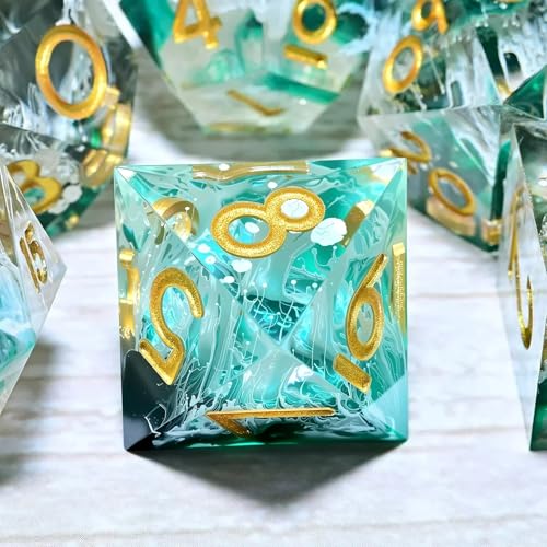 Resin dice Set, Dungeons and Dragons polyhedral DND dice Set, Suitable for Role-Playing Game RPG Explorer Magic: the Gathering Pioneer Game DND dice Set (7 Pieces) - color: Lance