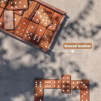 Dominoes Set for Adults 28 Tiles, Domino & Tile Games Set for Classic Board Games, Wooden Dominoes Double 6, Double Six Standard Dominoes Set, Light Brown - color: Light Brown