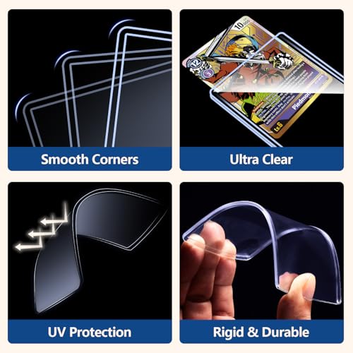 100 Penny Sleeves and 100 Top Loads, EDUDIIU 35PT Card Sleeves Hard Plastic, 3" x 4" Hard Card Protectors, Rigid Toploads for Yugioh, Baseball, Sports Cards - size: 100 Toploads + 100 Soft sleeves