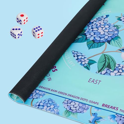 Green Mahjong Learning Mat (33” x 33”) with Black Carrying Bag, Anti-Slip, Noise-Reducing Mahjong Mat for Table, Board Games, Tile Games and Cards - color: Green