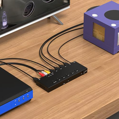 5 in to 1 Out RCA/HDMI Switcher，4 Way HDMI 2.0 + 1 RCA to HDMI Converter，4:3/16:9 Switcher Support 4K and 3D for PS1/2/3/4/5, SNES, Switch, DVD, Roku, Fire Stick，etc. - color: 5in to 1 Out RCA/HDMI Converter
