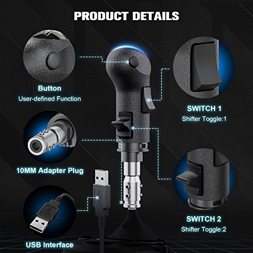 aikeec USB American Truck Simulator Shifter, Gearshift Knob Fit for ATS & ETS2 Games, PC Sim Racing Shifter Compatible with Logitech G27 G29 G920 Thrustmaster TH8A Fanatec - size: ats shifter 1