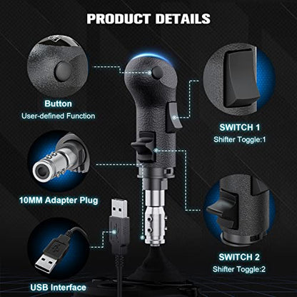 aikeec USB American Truck Simulator Shifter, Gearshift Knob Fit for ATS & ETS2 Games, PC Sim Racing Shifter Compatible with Logitech G27 G29 G920 Thrustmaster TH8A Fanatec - size: ats shifter 1