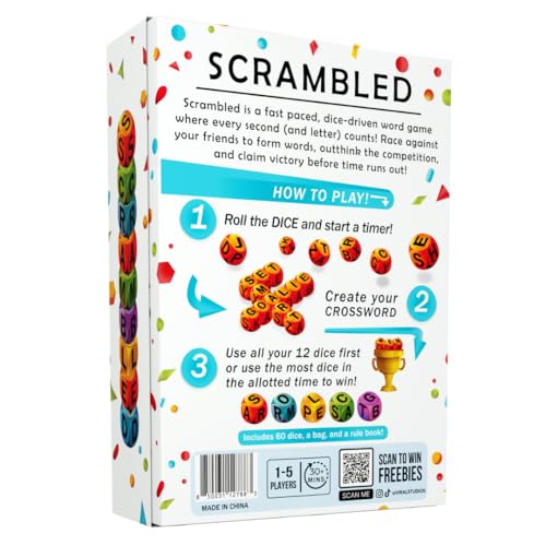 Viral Studios Scrambled The Dice-Driven Word Game Fast-Paced Party Game | Spell, Shout, and Win in This Ultimate Brain-Sprint Challenge for 1–5 Players for Families, Gamenight and Hangouts