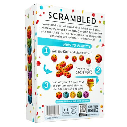 Viral Studios Scrambled The Dice-Driven Word Game Fast-Paced Party Game | Spell, Shout, and Win in This Ultimate Brain-Sprint Challenge for 1–5 Players for Families, Gamenight and Hangouts