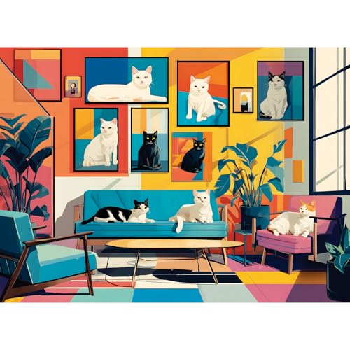 500 Piece Puzzle for Adults, Cat Themed Jigsaw Puzzles 500 Pieces for Adult Senior, Animals Puzzle 500 Piece, Funny Cat Pet Lover Jigsaw Puzzle, Home Decor Birthday Party Activity Gift 20.5x15in - color: Cat