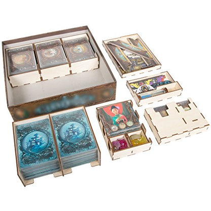 The Broken Token Mysterium Compatible Game Organizer - Wood Storage Box with Multiple Trays