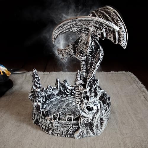 Antique-Style Composite Dragon Display Tray (Zinc Alloy & Resin) – Premium Edition & DND Dice Tray - color: Antique Silver