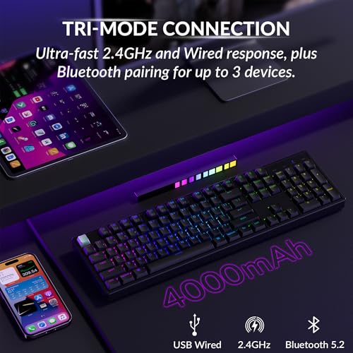 Keychron K10 HE Wireless Hall Effect Keyboard, Full-Size, Rapid Trigger, Adjustable Actuation, 2.4GHz/Bluetooth/Wired, RGB Backlit, Lime Silent Banana Magnetic Switch, for Mac/Windows/Linux - color: Silent Banana Switch