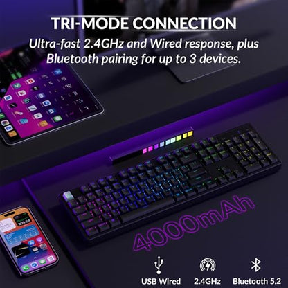 Keychron K10 HE Wireless Hall Effect Keyboard, Full-Size, Rapid Trigger, Adjustable Actuation, 2.4GHz/Bluetooth/Wired, RGB Backlit, Lime Silent Red Magnetic Switch, for Mac/Windows/Linux - color: Silent Red Switch