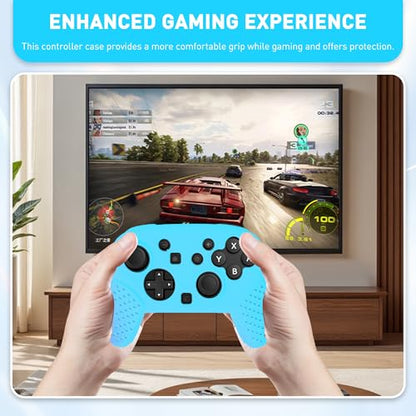 GLDRAM Switch 2 Pro Controller Clear Case, Remote Soft Silicone Protective Cover Skin, Scratch & Shockproof Durable Accessories for Nintendo Switch 2 Pro Controller - Blue