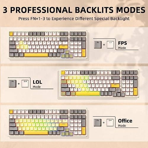 Ajazz Mechanical Gaming Keyboard,Hot Swappable Mechanical Keyboard with Numeric Pad,Compact USB Wired Keyboard 100 Keys Double-Shot ABS Keycaps,N-Key Rollover RGB Custom Keyboard for PC Mac(MX Red) - color: Cheese/Hot-swap Red Switch