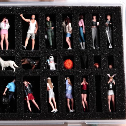 Fremego Miniature Figure Storage Case,Transparent Figurine Storage Box Display Case Plastic Carrying Case for 1/64 1/87 Scale Figurines with Foam Insert (1)