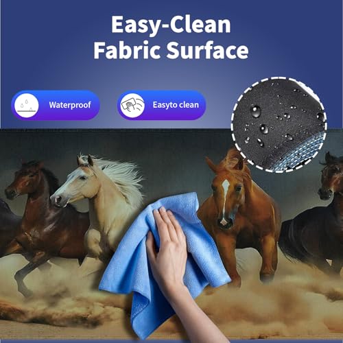Galloping Horses in The Sand Large Mouse Pad, Magnificent Scene Desk Mat | Running Animals Equine Themed, 31.5" x 11.8", XXL Gaming/Office Durable Stitched Keyboard Mat, Smooth, Anti-Slip Base - color: Galloping Horses