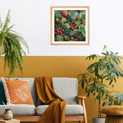 Jigsaw Puzzles for Adults 1000 Pieces, FernLeaf | Tropical Rainforest Jungle with Plants Floral, Challenging Art Puzzle, Square 24x24 Inches - color: Fernleaf