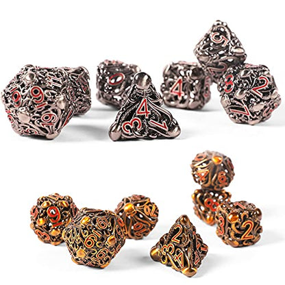 7pcs Metal Dice Set D&D,Unique New Dragon Pattern DND Metal Dice Set | Used for Dungeons and Dragons Role Playing Game(RPG),MTG,Pathfinder,Table Game,Board Games - color: Silver