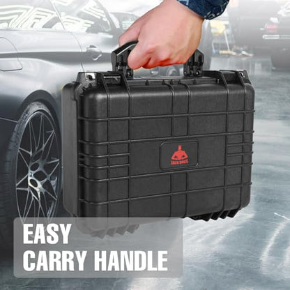 Jack Boss 16x 12.8x 6.8 Inch Hard Case, Portable Weather Waterproof Protective Camera Case with Customizable Foam, Fit Use of Drones, Camera, Equipments, Black - color: BLACK, size: 16x12.8x6.8 in