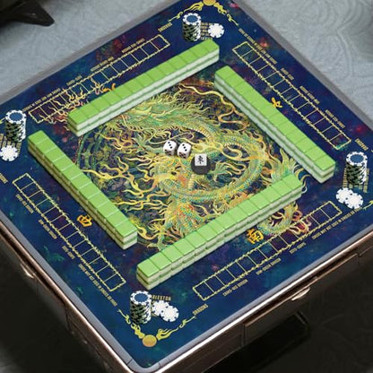 Mahjong Mat,Non-Slip and Noise Reducing Portable Mahjong Accessories | 31.5" x 31.5" with a Carrying Bag,Game Table Mat for Board Games, Card Games, Dominoes - color: Dragon