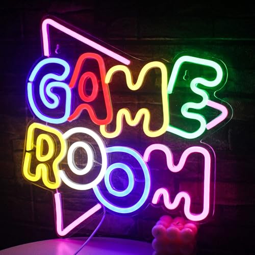 Game Room Large Neon Signs 13.2"x14" Colorful LED,USB Neon Lights for Game Zone Party Decor Bedroom Gaming Wall Lightup Signs Teen Boy Bedroom Home Gamer Party Decorations Gifts - color: Colorful-A-red game room