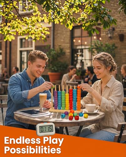 Toywoo Wooden Giant Color Matching & Stacking Game - Fast-Paced Family Challenge Board Game for Kids & Adults, Screen-Free Brain Teaser Puzzle for Game Night & Educational Play