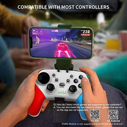 arVin Game Controller for iPhone/iOS/Android/PC/Steam Deck with Phone Holder, Turbo, Wireless Gamepad Joystick for iPhone 15/14/13/iPad/MacBook/Samsung Galaxy/Tablet, Call of Duty, Apex -Direct Play - color: White